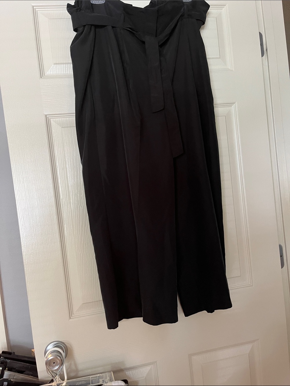 The Limited Black Paperbag Waist Trousers with Tie